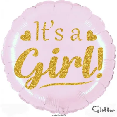 PALLONCINO IT'S A GIRL GLITTER MYLAR 18 INCH.